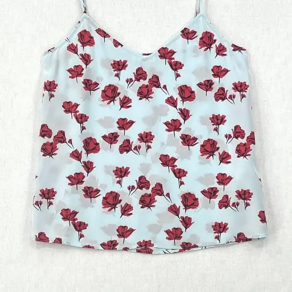EQUIPMENT Layla Floral Print Silk Cami Tank Womens XS Blue Red Spaghetti Strap - Picture 11 of 16